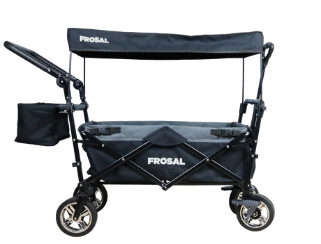 FROSAL Faltbarer Bollerwagen Loki klappbar mit Sonnendach und Schiebegriff